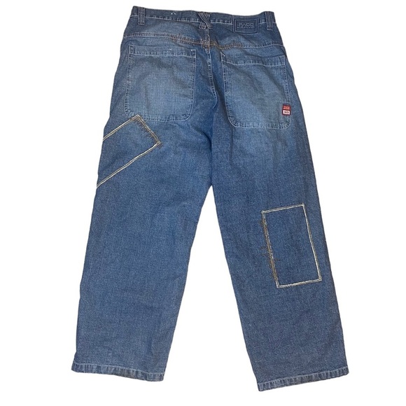 Vintage Y2K  Paco‎ Elite Jeans Patchwork Stitching Baggy Fit Wide Leg 36x31 - Picture 6 of 16